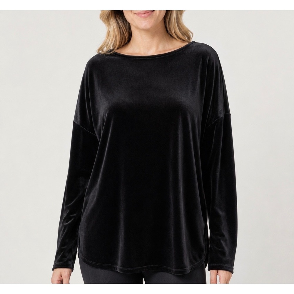 J Jill Velvet Top NEW Long Sleeve Black XL